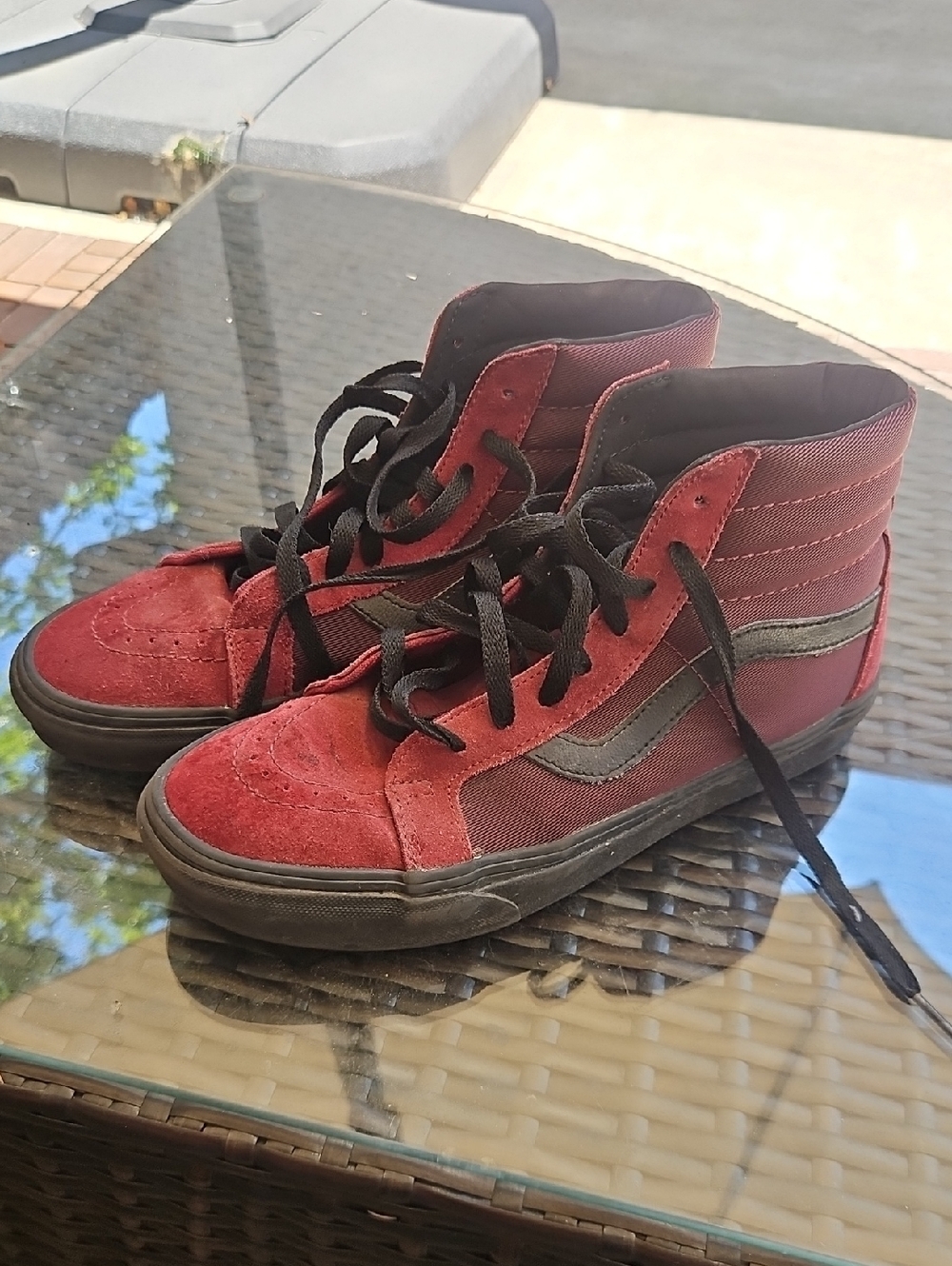 High-Top Skate Vans in Burgundy Red Men Size 8 Womens Size 9.5